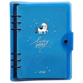 Ежедневник, датированный 2026, Infolio, 180x230мм, 320стр, кольцевой механизм, пластик, Lucky, голубой