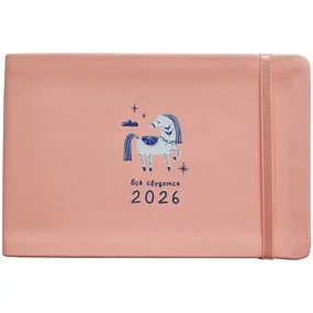 Еженедельник, датированный 2026, Infolio, 160x105мм, 128стр, твердая с резинкой, Lucky, розовый
