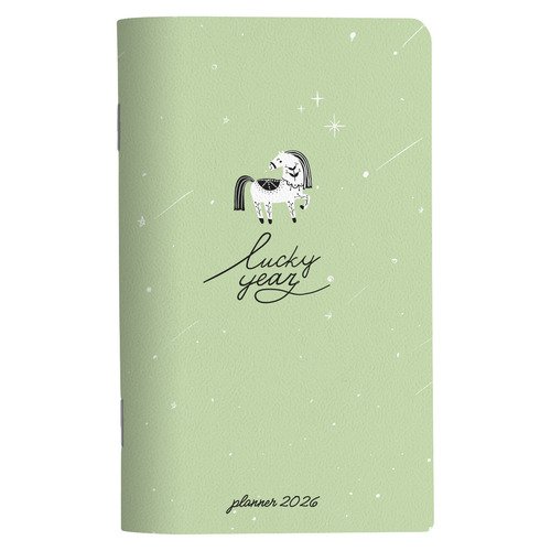 Планнер датированный 2026 Be Smart 108х175 мм 32 л мягкий переплет скрепка Lucky зеленый 210₽