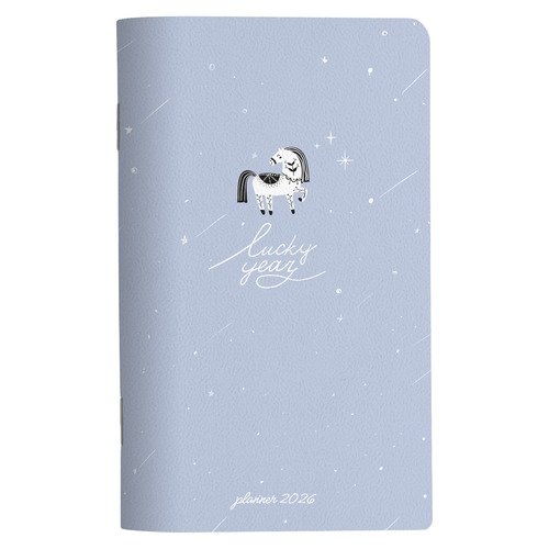 Планнер датированный 2026 Be Smart 130х210 мм 32 л мягкий переплет скрепка Lucky голубой 260₽