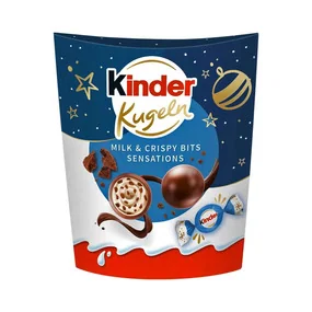Шоколадные шарики Ferrero Kinder Christmas Kugeln в молочном шоколаде хрустящие 90г