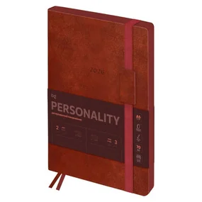 Ежедневник датированный 2026г., А5, 176л., мягкий переплет, кожзам, BG Personality. Sienna, ярко-коричневый