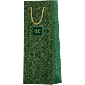 Пакет подарочный 12х36х8,5см Meshu Strict pattern, матовое ламинирование, фольгай, под бутылку