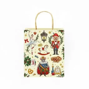 Пакет Новый год Орешек на бежевом, маленький