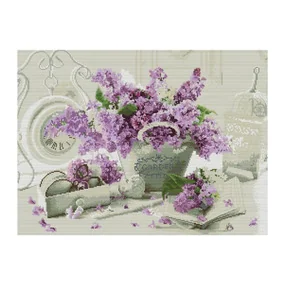 Алмазная мозаика ТРИ СОВЫ Сирень, 50х70см, холст, картонная коробка с пластиковой ручкой