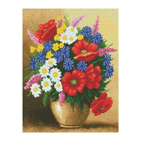 Алмазная мозаика ТРИ СОВЫ Букет с маками, 30х40см, холст, картонная коробка с пластиковой ручкой