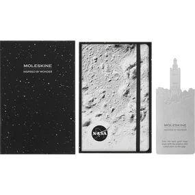 Блокнот Moleskine LE NASA-INSPIRED, Large, 130х210мм, 176 стр., линейка, подарочная коробка, серебристый, Moon