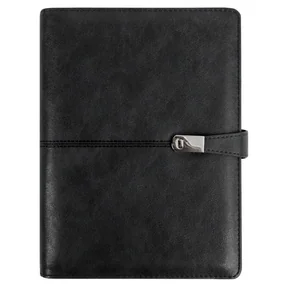 Ежедневник недатированный А5 100л обложка кожзам, на кольцах с магнитной застёжкой, черный