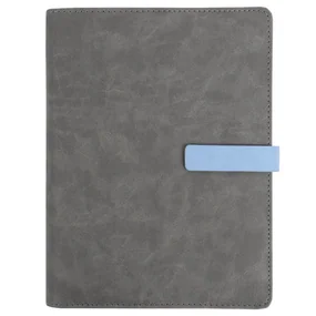 Ежедневник недатированный А5 100л обложка кожзам, на кольцах с магнитной застёжкой, серый-голубой