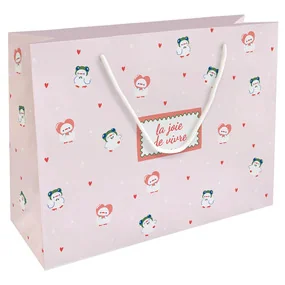 Пакет бумажный, подарочный, Be Smart, 36х26 см, Love, розовый