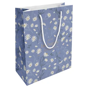 Пакет бумажный, подарочный, Be Smart, 25х32см, Fleurs, ромашки