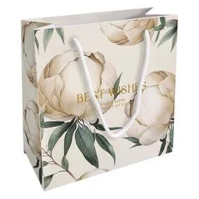 Пакет бумажный, подарочный, Be Smart, 20х20см, Peony, айвори