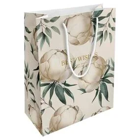 Пакет бумажный, подарочный, Be Smart, 25х32см, Peony, айвори