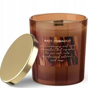 Свеча Bartek Анти-табак , с деревянным фитилем 240гр,  с крышкой (Anti Tobacco)