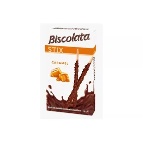 Бисквитные палочки в молочным шоколаде Biscolata, с кусочками карамели 36г