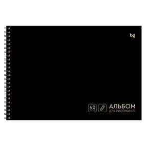 Альбом для рисования 40л., А4, на гребне BG Total black, 160г/м2
