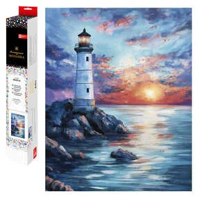 Алмазная мозаика Маяк на закате, размер: 40x50см