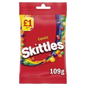 Драже Skittles Веганские жевательные конфеты с фруктовым вкусом в пакетике 109г