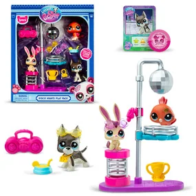 Игровой набор фигурок Дискотека, три фигурки животных с аксессуарами
