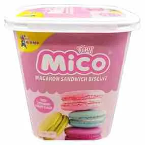 Печенье Tiny Mico Macaron Sandwich Fresh Strawberry Yogurt, макарун со вкусом клубники и йогурта 88г