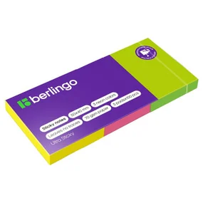 Самоклеящийся блок Berlingo Ultra Sticky, 50х40 мм, 3 блока по 100л, 3 неоновых цвета