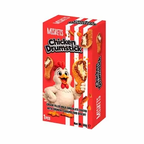Шоколад молочный Miskets Куриная ножка в карамельно-бисквитной крошке 50г