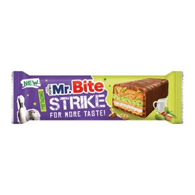 Батончик Mr. Bite с карамелью, вафлей, фисташковым кремом в молочном шоколаде, 37г