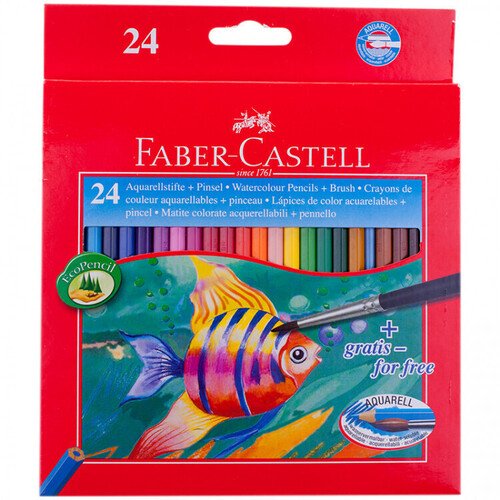Карандаши акварельные, 24 цвета + кисть цветные карандаши замок в карт промоупаковке 24 шт 3 двухцветных карандаша точилка