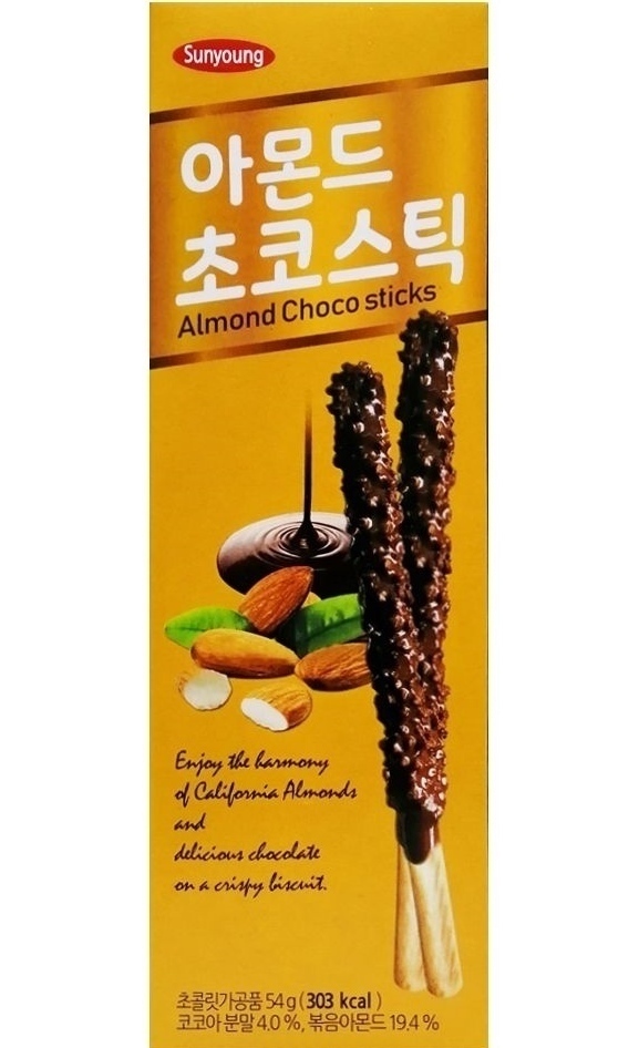 Палочки Sunyoung Almond Choco Sticks с миндалем, 54гр Корея (32шт). Печенье палочки. Печенье шоколадные палочки. Печенье палочки в шоколаде купить. Choco sticks trap