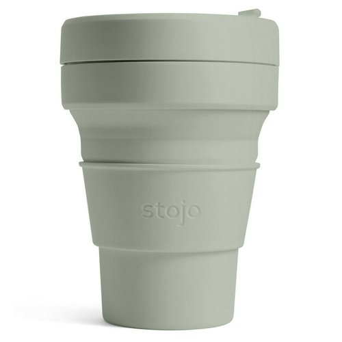 Стакан складной Stojo Pocket Cup Sage, 355 мл, шалфей складной силиконовый стакан с крышкой stojo 355 мл цвет sage