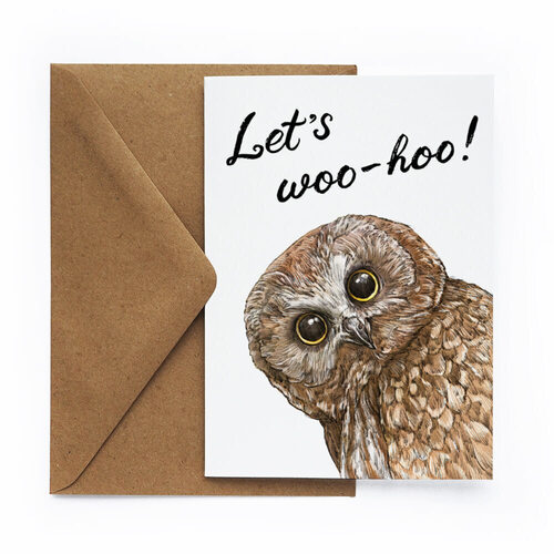 Открытка «Вухуу» винтажная авторская поздравительная открытка поздравительная открытка с благословением и рукописным текстом креативная маленькая тверд