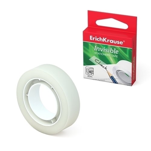 цена Клейкая лента ErichKrause Invisible, 12 мм х 20 м