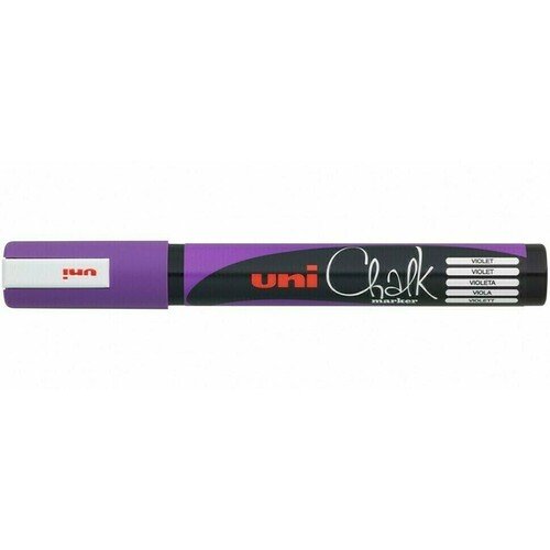 цена Меловой маркер Uni Chalk PWE-5M, 1.8-2.5 мм, фиолетовый