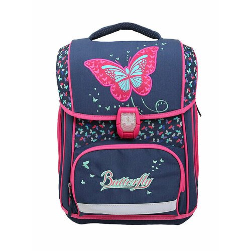 Рюкзак школьный с наполнением (пенал + мешок для обуви) Бабочка, 31 х 19 х 43 см детский вместительный рюкзак для мальчиков и девочек мультяшный контрастный ранец для детей дошкольного возраста