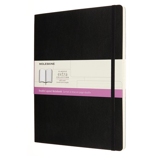 Блокнот Moleskine Classic Soft Double XLarge, 190 х 250 мм, 192 страниц, линейка,/нелинованный, мягкая обложка, черный пользовательская 7 дюймовая записная книжка с жк экраном записная книжка записная книжка подарок свадебная поздравительная открытка жк