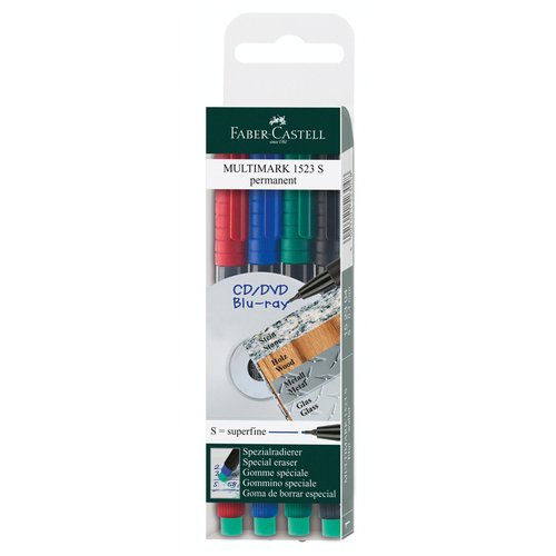 Набор перманентных маркеров Faber-Castell Multimark permanent S, 4 цвета, 0,4 мм