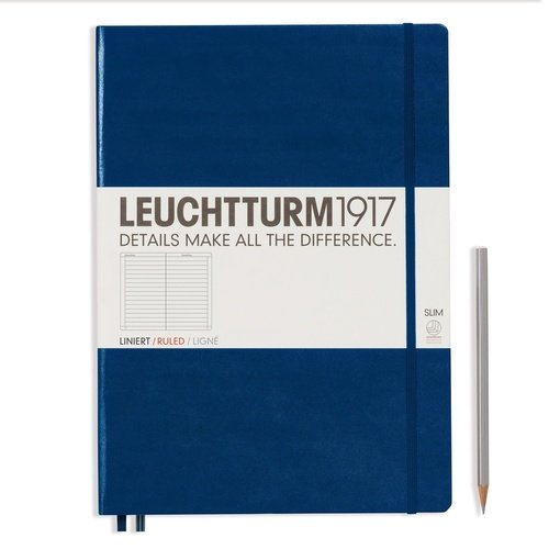 Записная книжка Leuchtturm Master Slim A4+, в линейку, темно-синяя, 123 страниц, твердая обложка