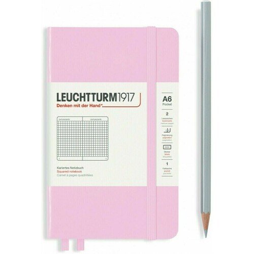 

Записная книжка Leuchtturm, в клетку, розовая, 187 страниц, твердая обложка, А6