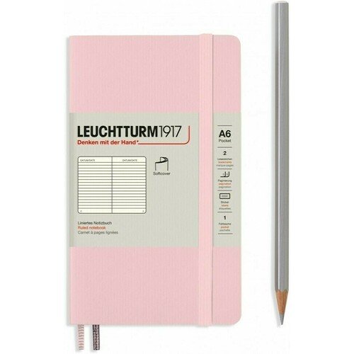 

Записная книжка Leuchtturm Pocket, в линейку, розовая, 123 страницы, мягкая обложка, А6