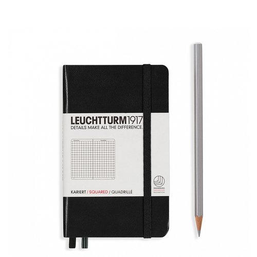 Записная книжка Leuchtturm, A6, в клетку, черная, 187 страниц, твердая обложка