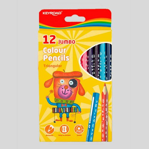 цена Набор цветных карандашей Keyroad Jumbo, 12 цветов