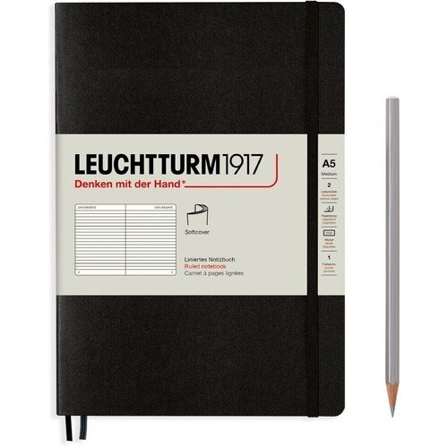 Записная книжка Leuchtturm А5, 123 страницы , в линейку, черная