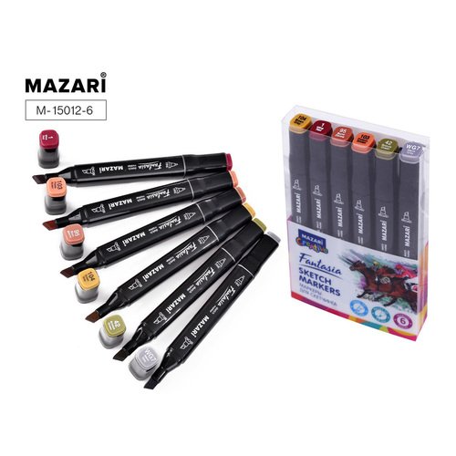 Набор маркеров для скетчинга Mazari Fantasia Wood colors, 6 шт набор маркеров для скетчинга mazari lindo pastel colors 24 шт