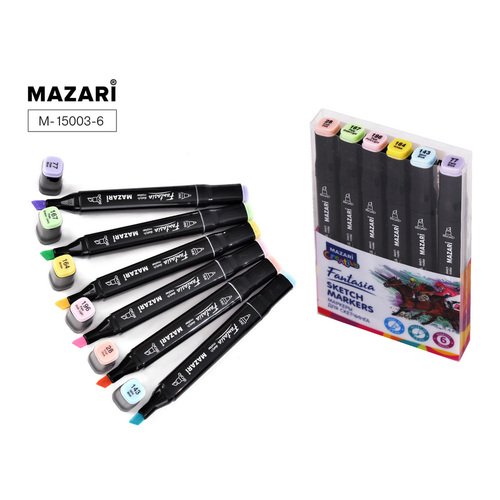 Набор маркеров для скетчинга Mazari Fantasia Pastel colors 1, 6 шт набор маркеров для скетчинга mazari lindo pastel colors 24 шт