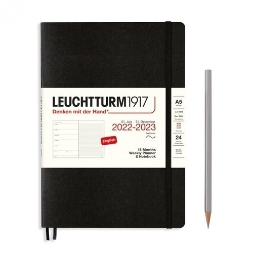 

Еженедельник-блокнот Leuchtturm Medium на 2023 с буклетом, 158 листов, А5, черный