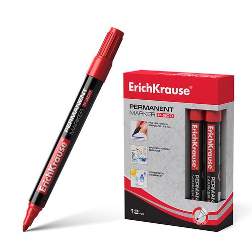 Перманентный маркер ErichKrause P-200 красный 110₽