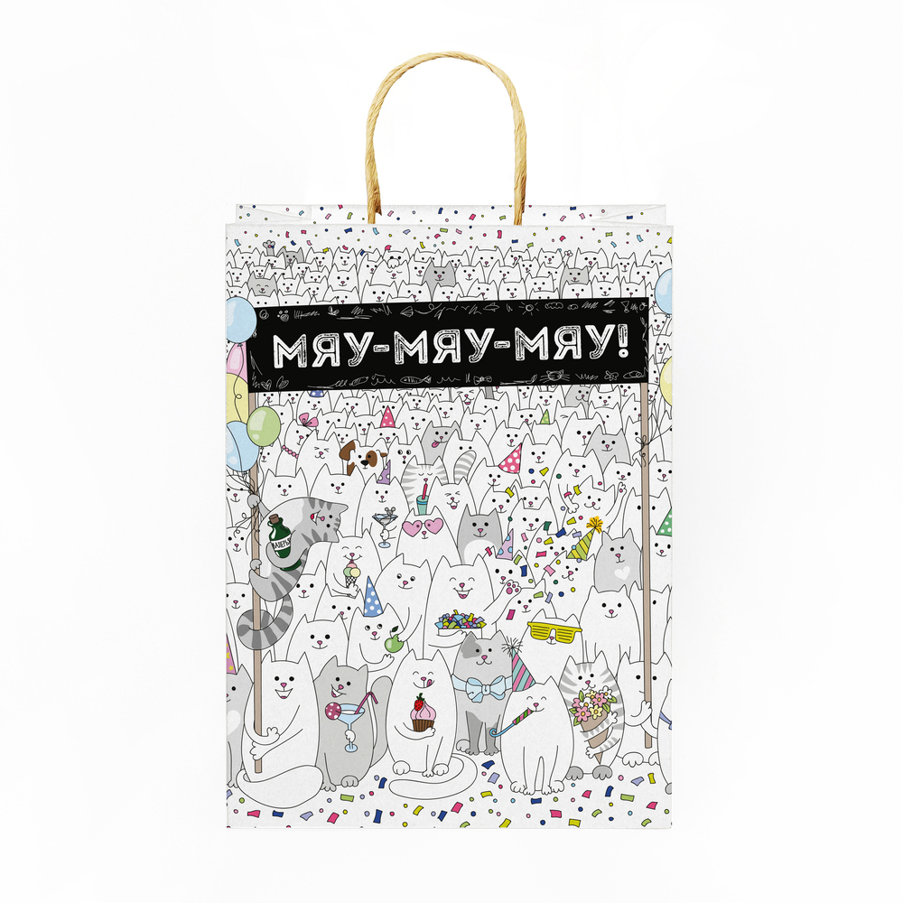 Пакет подарочный Котики, большой