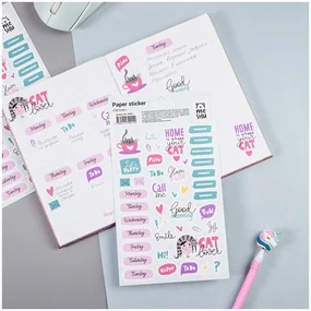 Бумажные наклейки для ежедневников Meshu Cat lover, 45 наклеек, 12 х 21 см