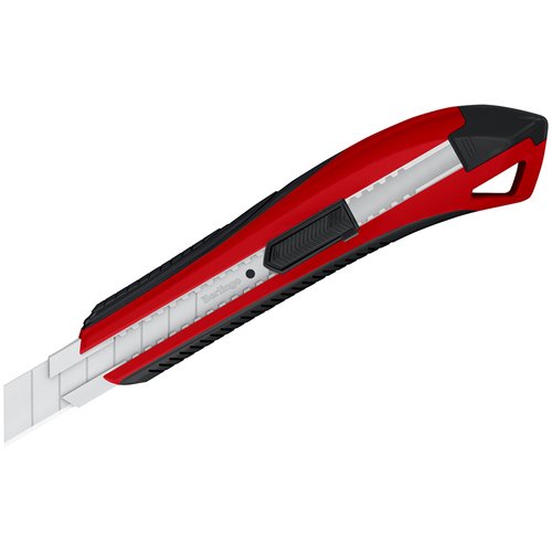 Нож канцелярский Berlingo Razzor 300, auto-lock, мягкие вставки, красный, 18 мм
