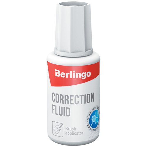 Корректирующая жидкость Berlingo с кистью, на химической основе, 20 мл корректирующая жидкость 20 мл berlingo fuze с кисточкой